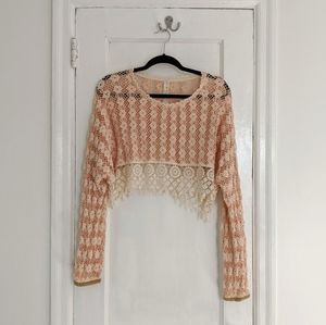 Free People Cropped Crochet Sweater